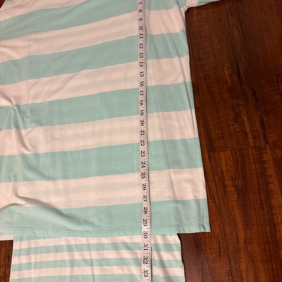 Garnet Hill Top Women’s Aqua Blue Stripe Layered Scoop Neck Beachy Boho size xs - Picture 13 of 15
